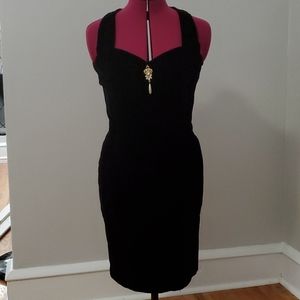 Halter neck velvet dress